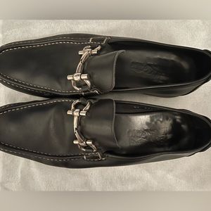 Black Ferregamo leather loafers, size 10